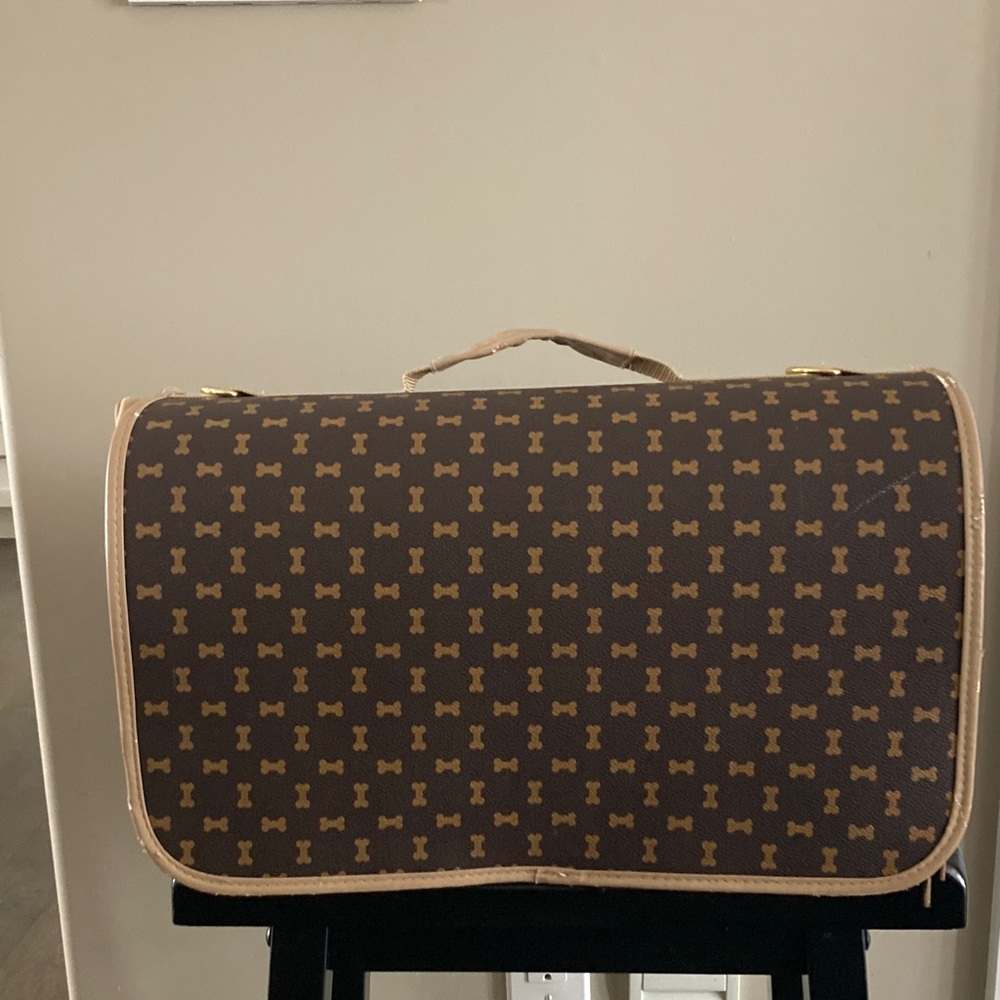 Dog Carrier with Gold Accents